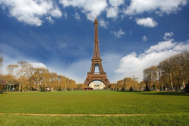 Eiffel Tower with Spring Park, Paris, France Stock Image - Image of ...