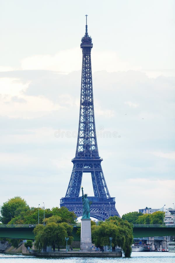 Eiffel Tower With Statue Of Liberty Stock Image Image of travel