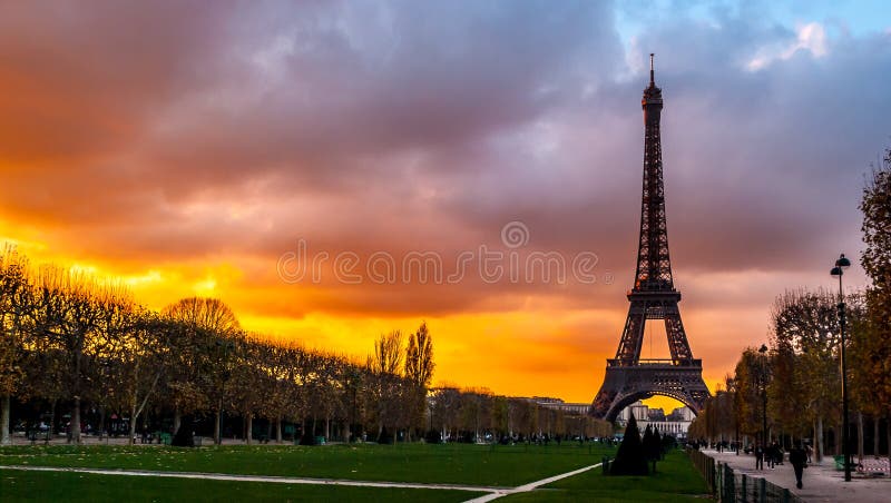 Sunset on Paris stock image. Image of cityscape, landmark - 7107579