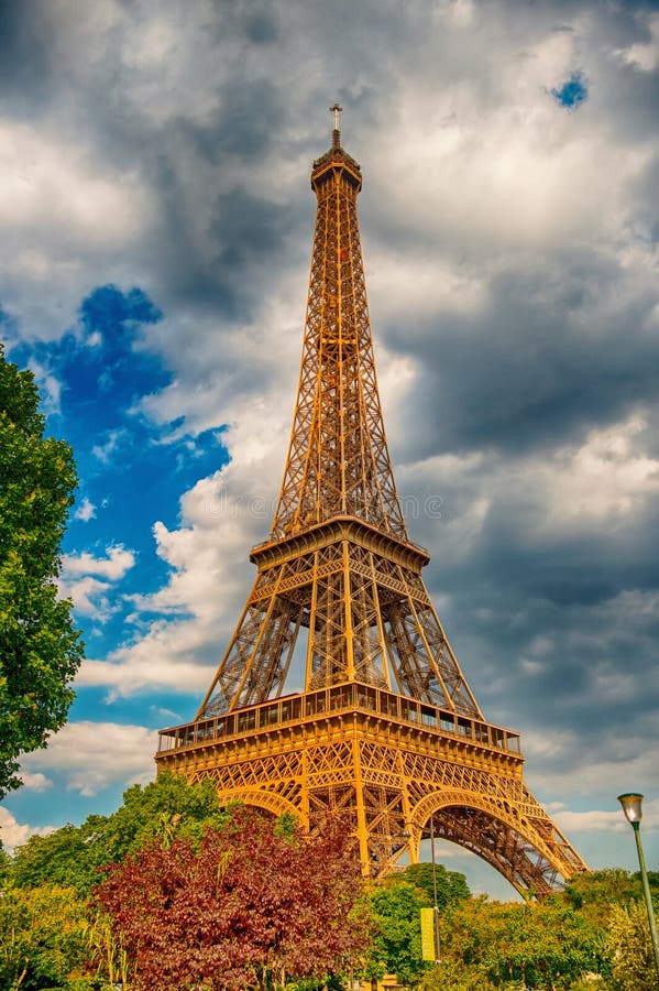 Eiffel Tower At Sunset In Paris, France. HDR. Romantic Travel
