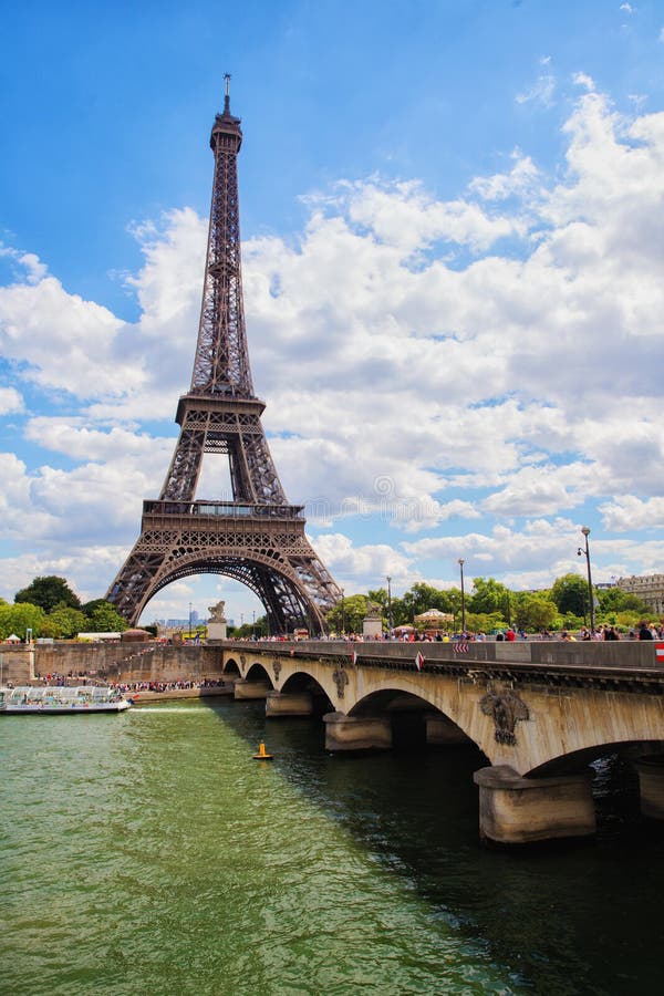 Eiffel Tower on Seine River, Paris, France stock image