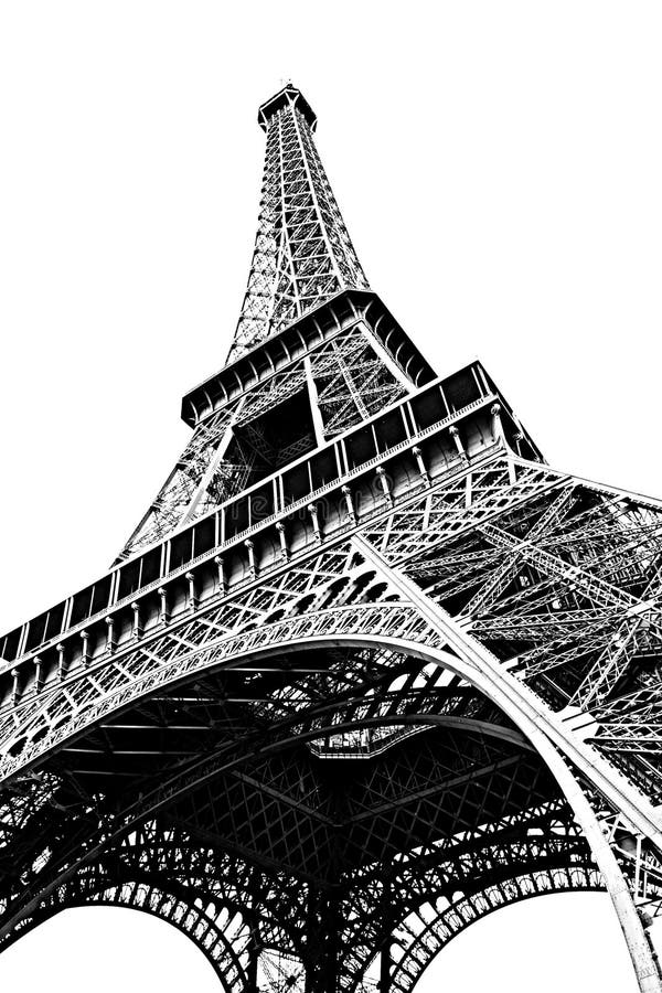 Eiffel изолировал белизну башни стоковые изображения