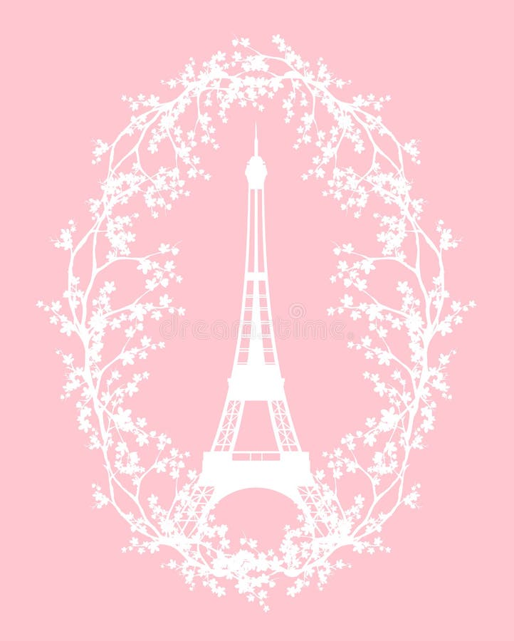 Eiffeltorndesign - vårsäsong i Paris vektorkontur royaltyfri illustrationer