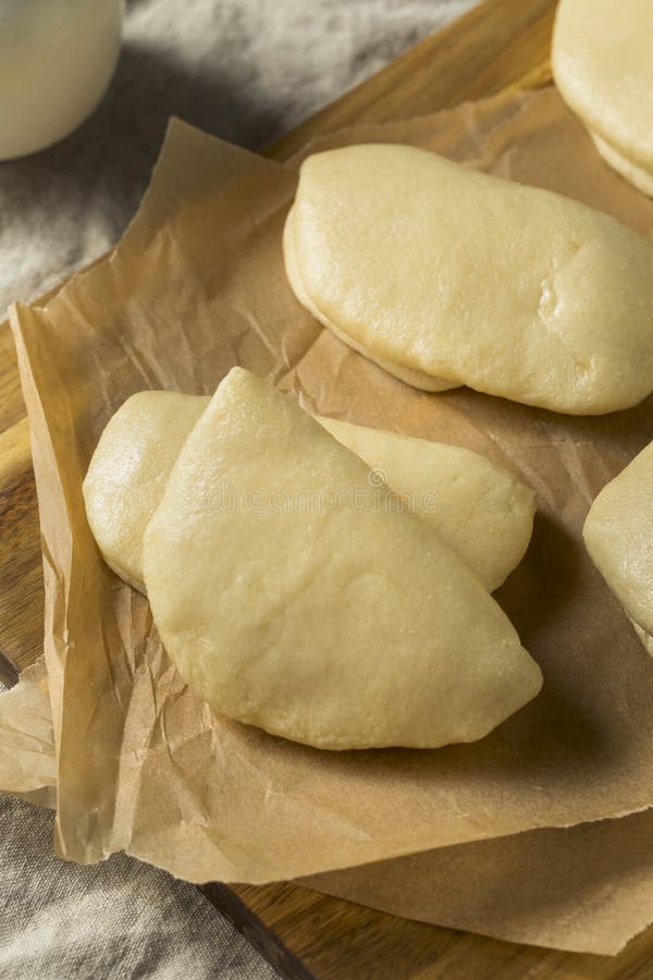 Eigengemaakt Gestoomd Chinees Bao Buns stock foto