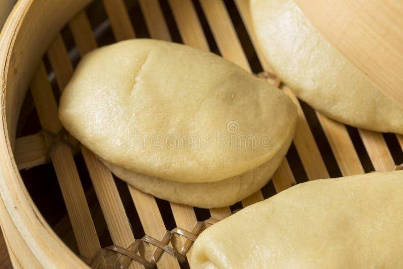 Zelfgemaakte gestoomde Chinese Bao broodjes stock foto