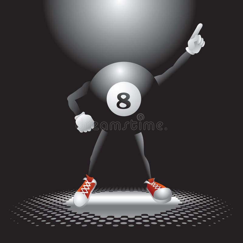 Eight ball character on the dance floor