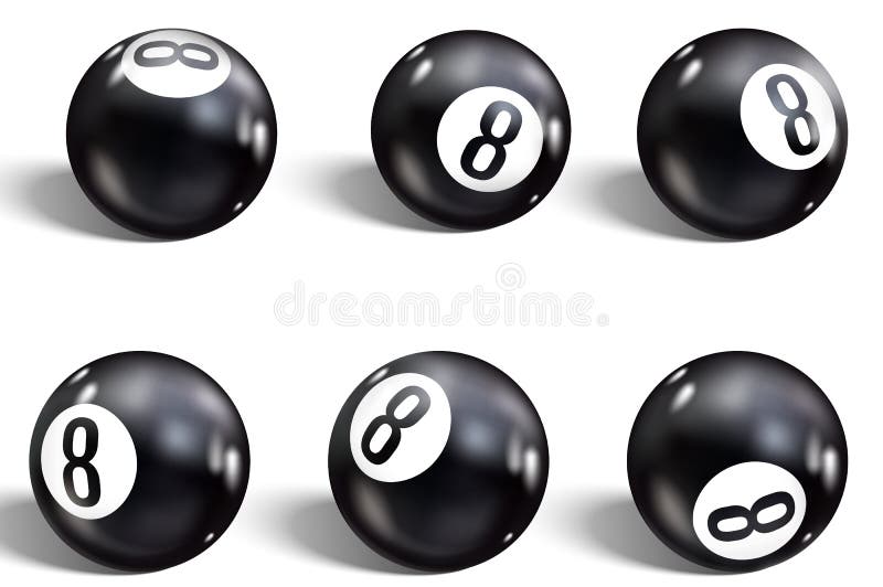 Eight Ball. Set of Realistic 8 Ball. Stock Vector Illustration of
