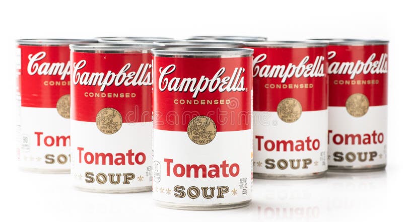 Eight Can Tins of Campbell`s Brand Tomato Soup Editorial Photo - Image ...