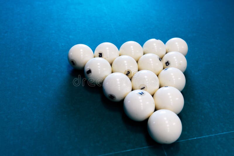 Eight White Billiard Ball on a Pool Table. Stock Photo Image of table