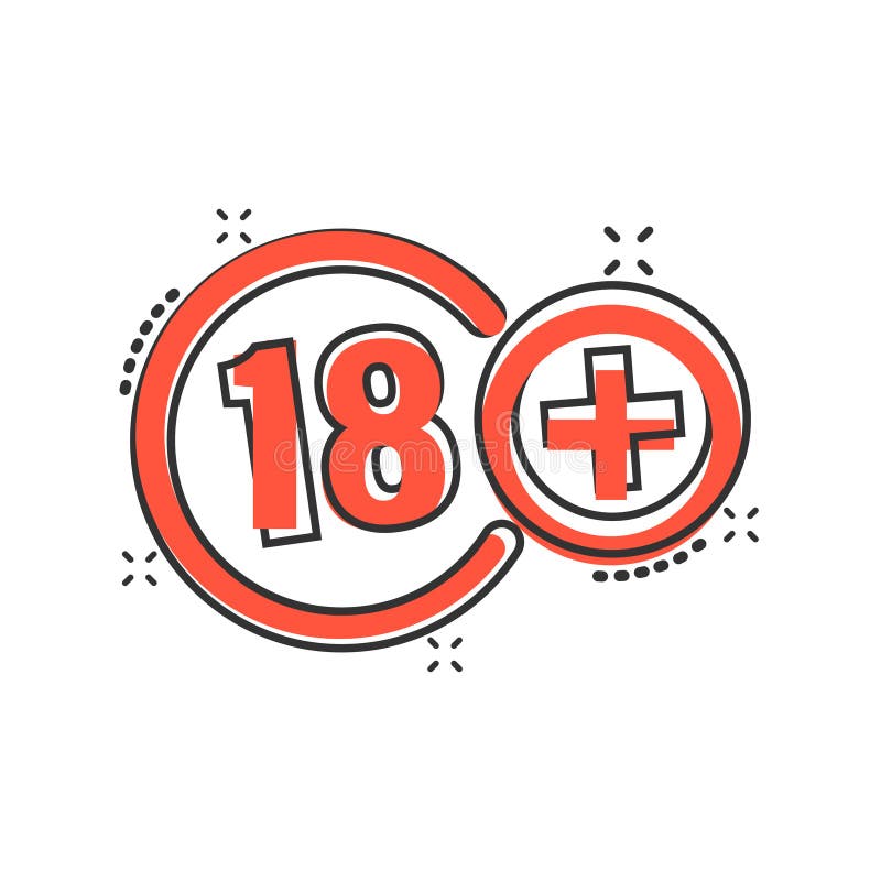 Eighteen Plus Icon in Comic Style. 18+ Cartoon Vector Illustration on White  Isolated Background Stock Vector - Illustration of year, restricted:  205752007
