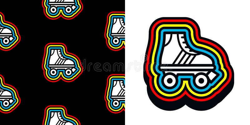 Eighties roller skate icon with colorful frame