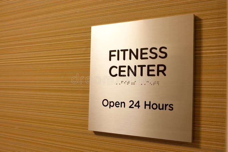 Fitness center gold metal sign. Fitness center gold metal sign