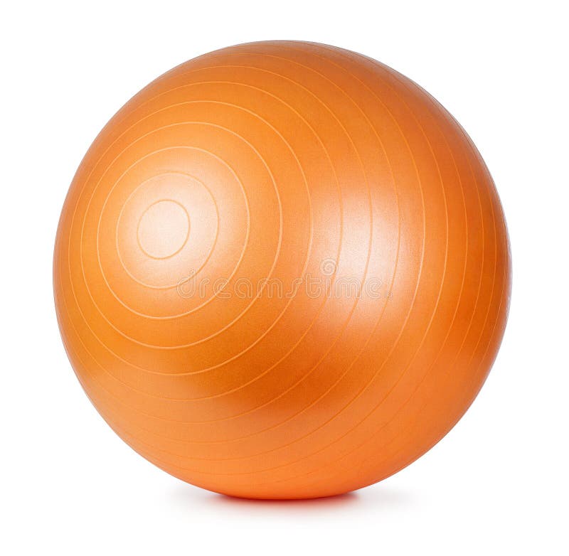 Close up of an orange fitness ball isolated on white background. Close up of an orange fitness ball isolated on white background