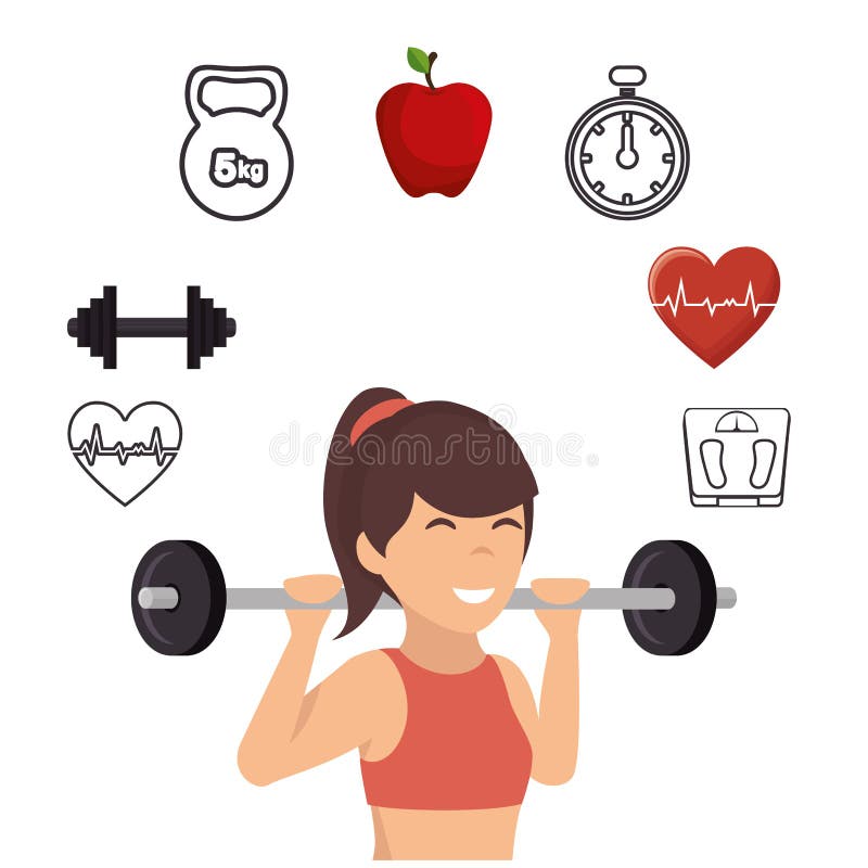 fitness lifestyle elements icons illustration design. fitness lifestyle elements icons illustration design