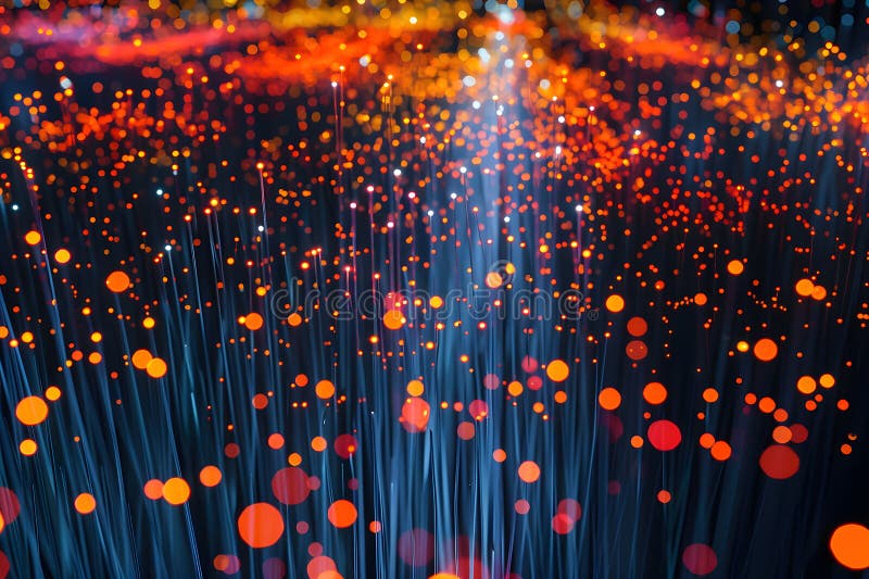 Ein abstraktes Array von Glasfaserkabeln, die durch generative ai glühen. Ein abstraktes Array von Glasfaserkabeln, das die Illustration durch generative ai glänzt