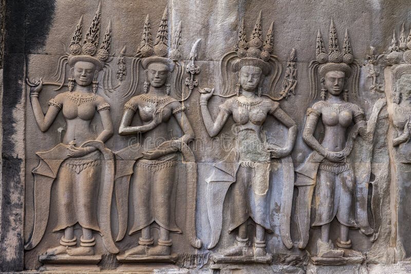 Ein Apsara in Angkor Wat, Kambodscha lizenzfreie stockbilder Ein Apsara in Angkor Wat, Kambodscha lizenzfreie stockbilder