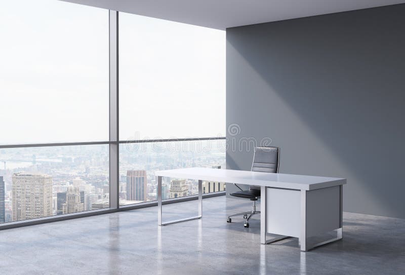 Ein Arbeitsplatz in einem modernen panoramischen Eckbüro in New York, Manhattan Ein Konzept von Finanzberatungsdiensten stockbilder Ein Arbeitsplatz in einem modernen panoramischen Eckbüro in New York, Manhattan Ein Konzept von Finanzberatungsdiensten stockbilder