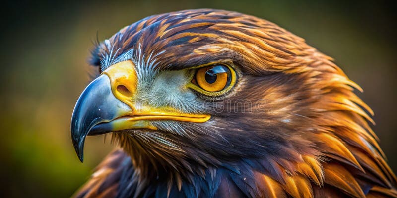 Ein atemberaubendes Nahportrait eines majestätischen Goldadlers : detaillierte Ansicht eines mächtigen Raptors stock abbildung