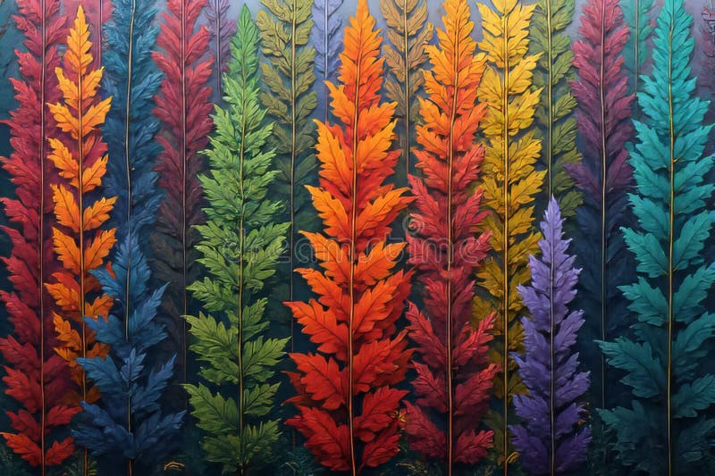 Ein atemberaubendes Regenbogen-Design Lebhafte botanische Kunst für moderne Innendekoration lizenzfreie abbildung
