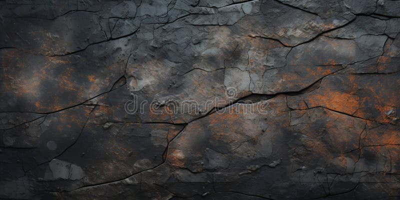 Ein Banner mit der Textur einer gealterten und verwitterten Betonwand bedeckt mit einem abstrakten Netz von Rissen dunkle Graphite stock abbildung