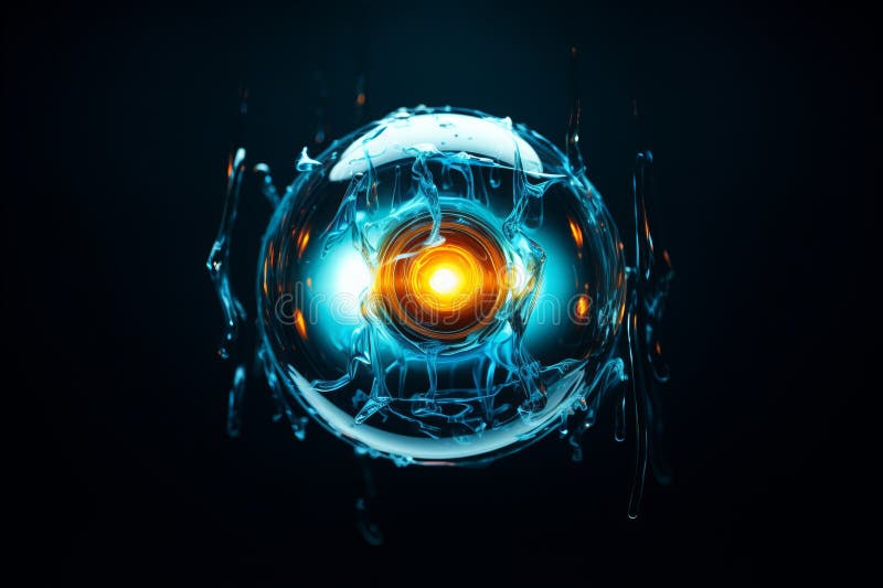Ein Bild einer glühenden Orb mit Wassertröpfchen darauf stock abbildung