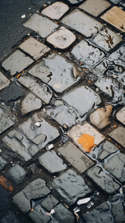 an image of a street that is covered in cobblestones generative ai. an image of a street that is covered in cobblestones generative ai