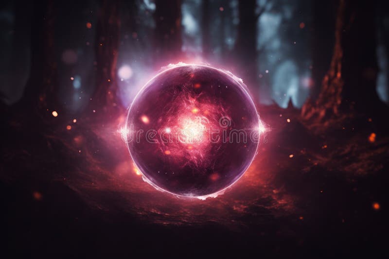 Ein Bild eines glühenden Balls im Wald lizenzfreie abbildung