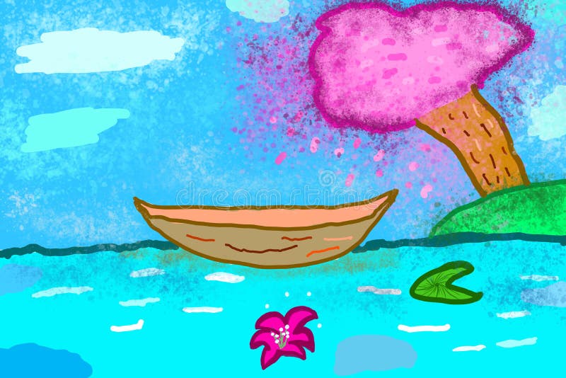 Ein Boot, das im Meer fährt vektor abbildung