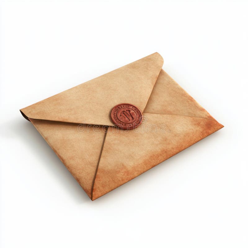 Ein brauner Umschlag mit einer Briefmarke lizenzfreie abbildung
