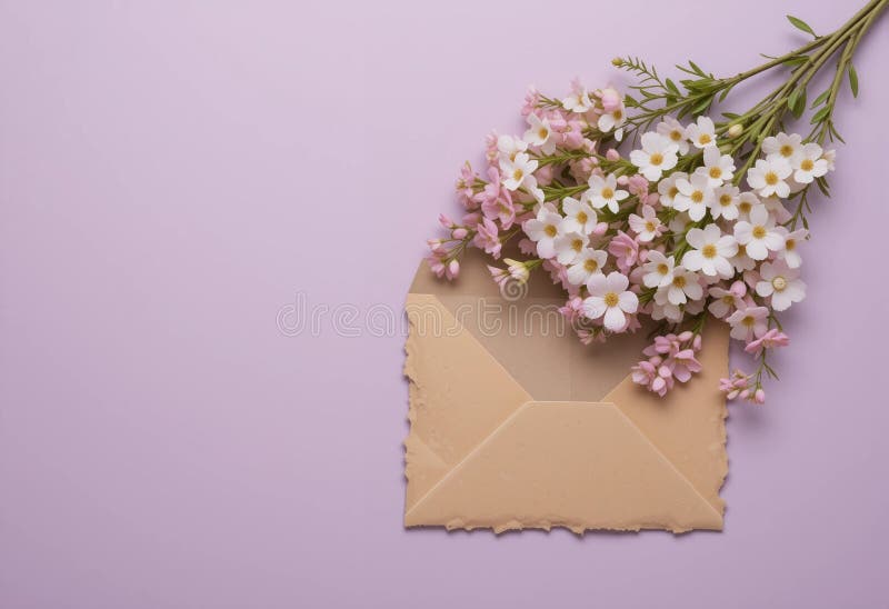 Ein brauner Umschlag mit weißen Blumen darauf vektor abbildung