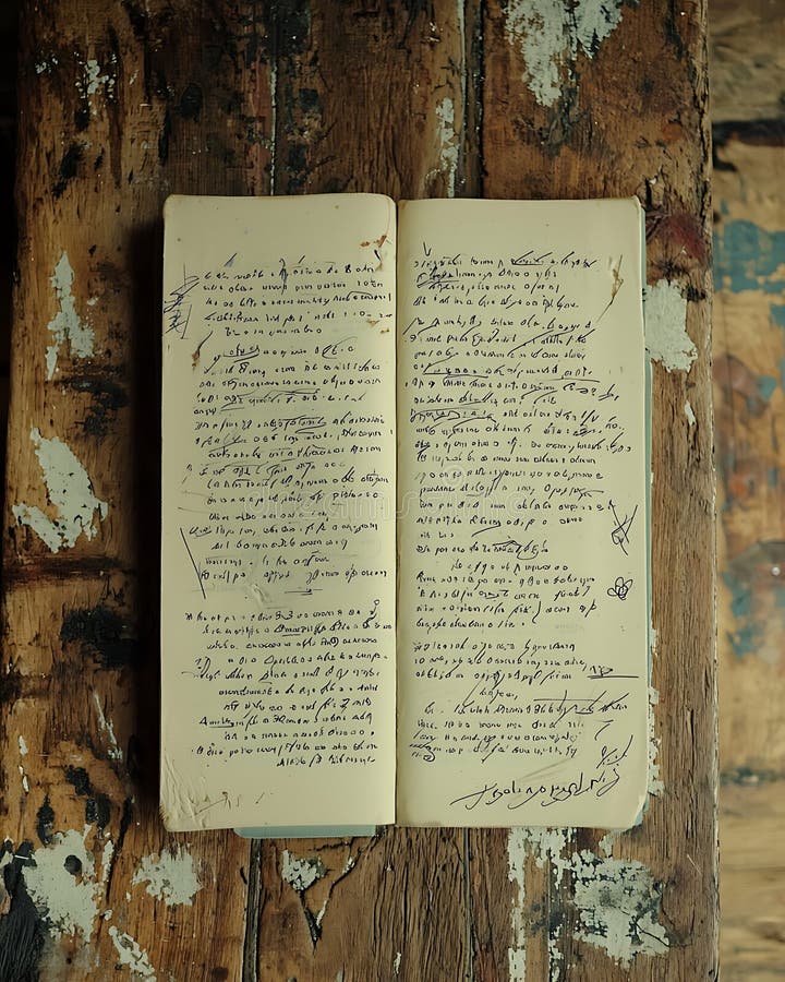 Ein Buch ist offen für eine Seite mit handgeschriebener Nachricht stockfotografie