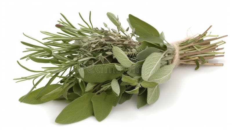 Ein Bündel aromatischer Kräuter, die gerade gepflückt wurden und einen zauberhaften Duft freisetzen, der die Luft füllt. heikel stockbilder