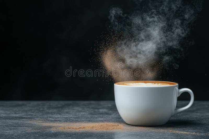 Ein Cappuccino mit Latte Art und Zimtpulver. lizenzfreie abbildung