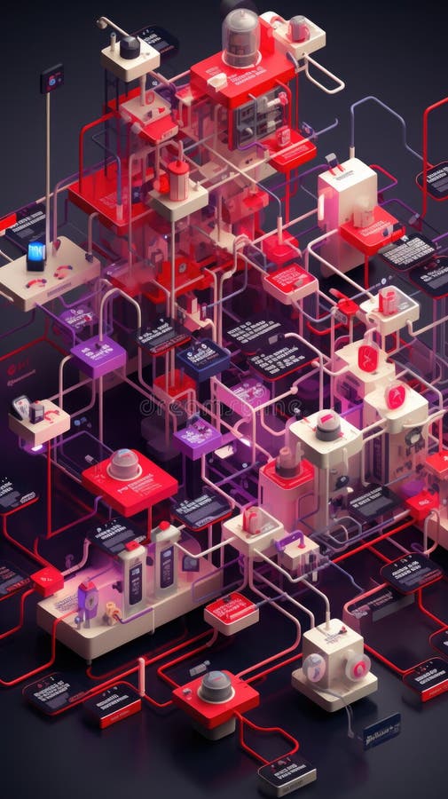 Ein computergeneriertes Bild eines Computernetzwerks. generatives ai-Image. vektor abbildung