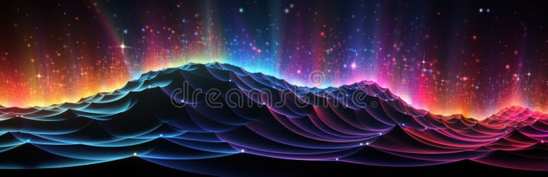 Ein computergeneriertes Bild eines farbenfrohen Berges. generatives ai-Image. stock abbildung
