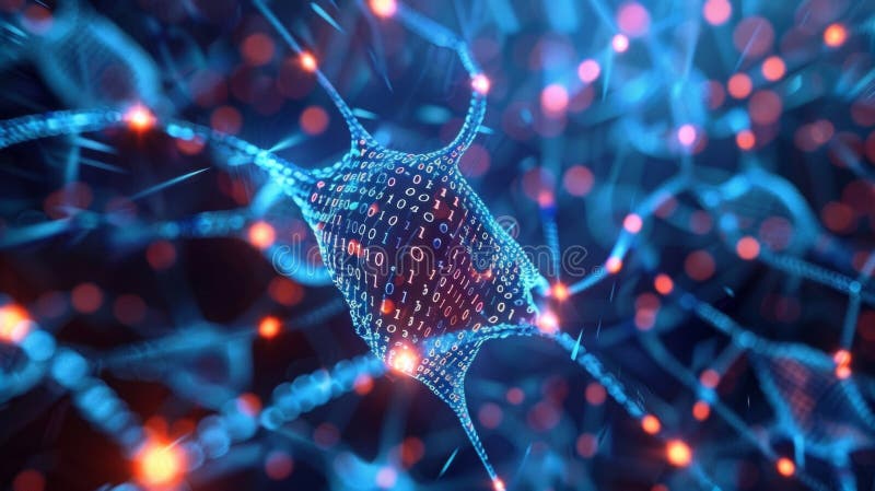 Ein computergeneriertes Bild eines Neurons mit Punkten ai stockfoto