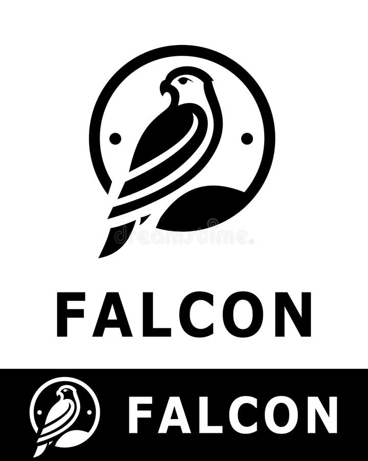 Ein elegantes Falkenlogo mit einem stilisierten Vogel in einem runden Rahmen lizenzfreie abbildung