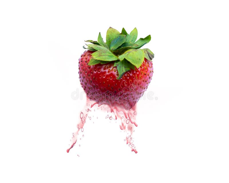 Ein Erdbeersaft auf weißem Hintergrund stockfotografie Ein Erdbeersaft auf weißem Hintergrund stockfotografie