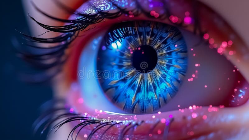 Ein faszinierendes blaues Auge mit fesselnden Details lizenzfreie abbildung