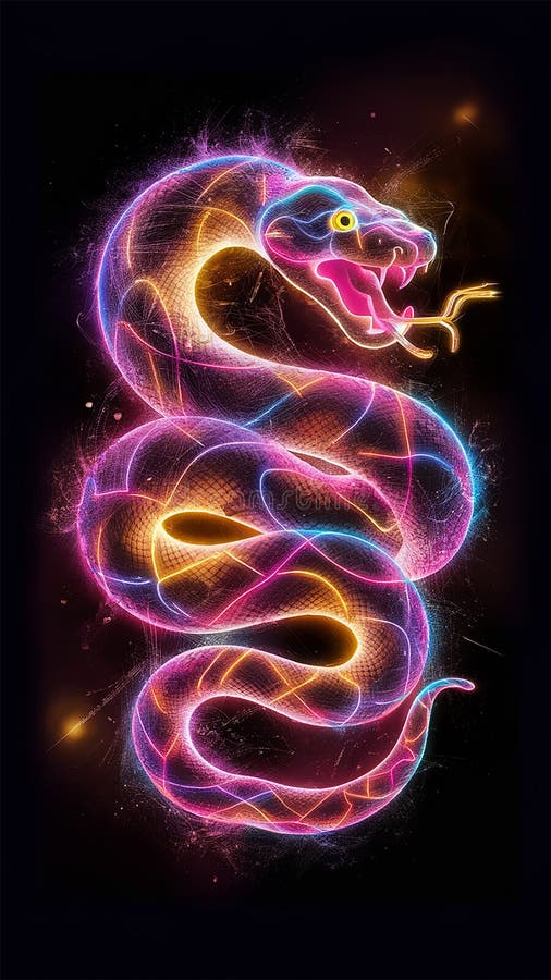 Ein faszinierendes 3D-Laser-explodiertes Hologramm-Design mit einem faszinierenden, dynamischen Python vektor abbildung