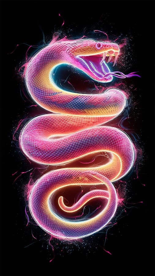 Ein faszinierendes 3D-Laser-explodiertes Hologramm-Design mit einem faszinierenden, dynamischen Python stock abbildung
