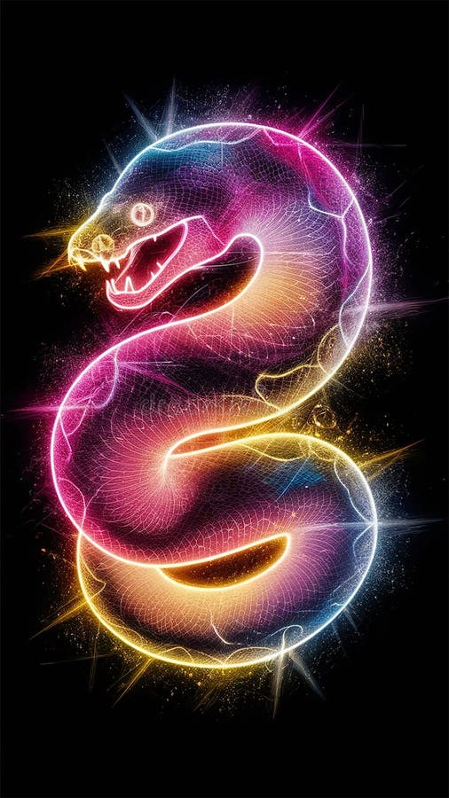 Ein faszinierendes 3D-Laser-explodiertes Hologramm-Design mit einem faszinierenden, dynamischen Python lizenzfreie abbildung