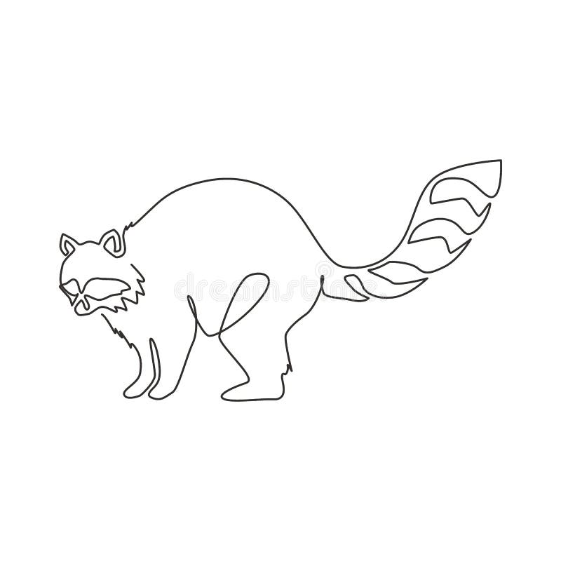 Ein fortlaufender Federzeichnung netter Waschbär für Logoidentität. Tiermaskottchenkonzept des lustigen Waschbären für den nationa stock abbildung