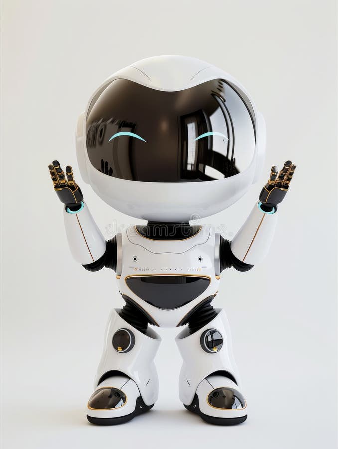Ein freundlicher weißer Roboter, isoliert auf weiß. stock abbildung