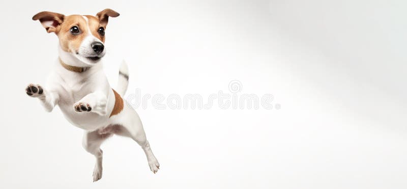 Ein fröhlicher Hund, der sich mit der Zunge nach Essen holt. weiße Hintergrundisolierung und Schließung. ai generiert. stockfoto