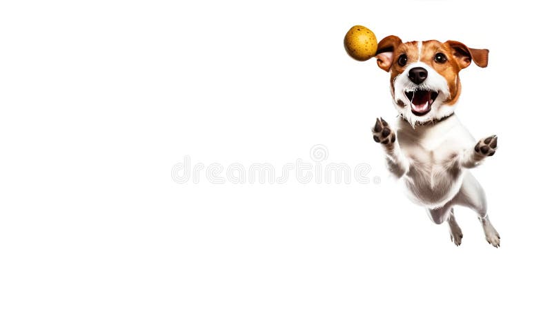 Ein fröhlicher Hund, der sich mit der Zunge nach Essen holt. weiße Hintergrundisolierung und Schließung. ai generiert. lizenzfreie stockfotografie