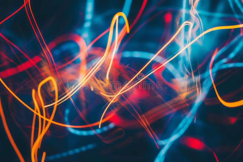 Ein futuristisch farbiger abstrakter Hintergrund mit dynamischen verschiebbaren Lichtwegen. Das reibungslose stockfotografie