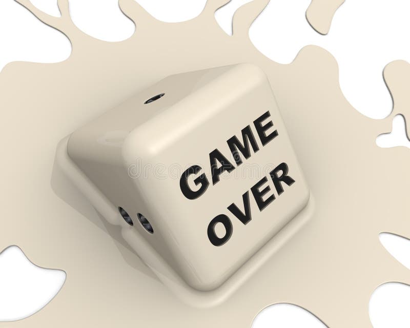 Ein geschmolzener Würfel beschriftete SPIEL VORBEI vektor abbildung Ein geschmolzener Würfel beschriftete SPIEL VORBEI vektor abbildung