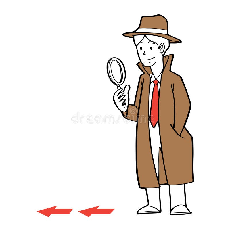 Ein Geschäftsmann als Detektiv, der ein Glas der linearen Wiedergabe, Suche hält lizenzfreie abbildung Ein Geschäftsmann als Detektiv, der ein Glas der linearen Wiedergabe, Suche hält lizenzfreie abbildung