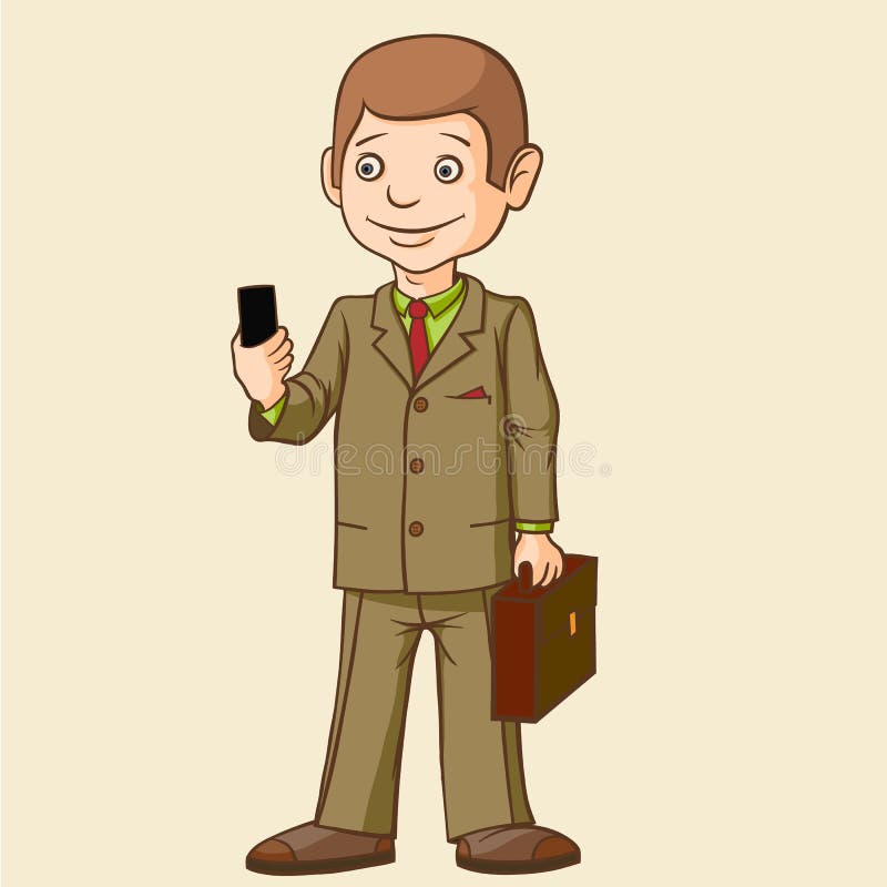 Ein Geschäftsmann steht mit einem Telefon in seiner Hand Sehr leidenschaftlich über Kommunikation stock abbildung Ein Geschäftsmann steht mit einem Telefon in seiner Hand Sehr leidenschaftlich über Kommunikation stock abbildung